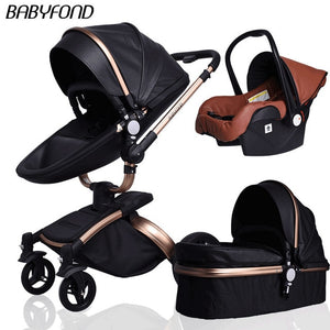 Leather Carriage Luxury 3 in 1 Baby Stroller