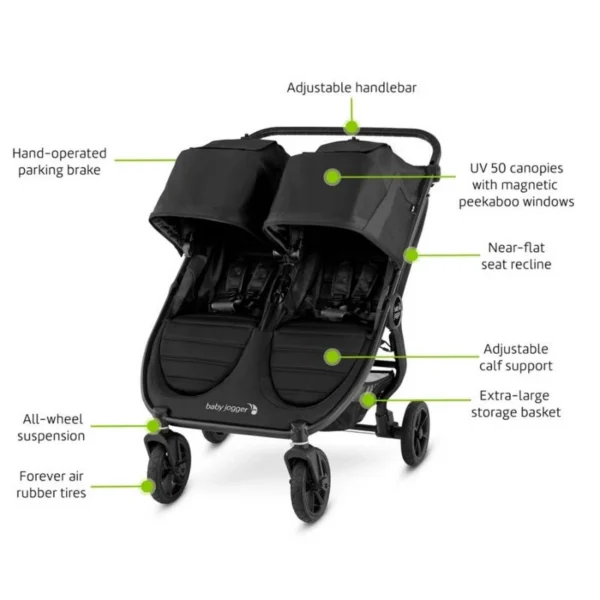 City Mini GT2 Double Stroller - Jet - Image 6